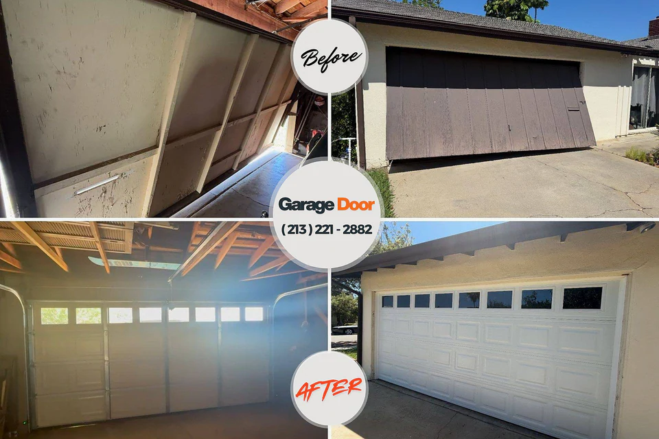 Before and after: garage door repair Phillipsburg, KS